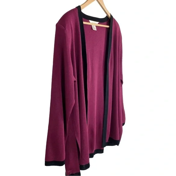 Exclusively Misook Size Large Sweater Cardigan Slinky Knit Raspberry Pink Topper - Picture 3 of 10